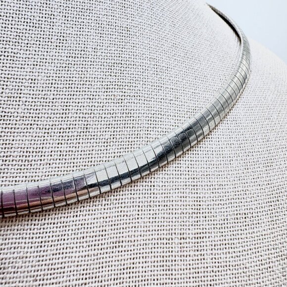 VTG Sterling Silver 925 Omega Chain Necklace Lobster Clasp Size 18.5" Length - Picture 2 of 13